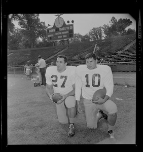 Dick Leonardis from Pittsburgh, Pa., and Paul Dellavilla, from Schenectady, N.Y., both halfbacks, are members of the powerful Boston College team