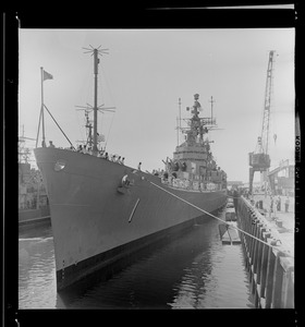 USS Boston returning to the Boston Naval Shipyard after a training cruise off the East Coast