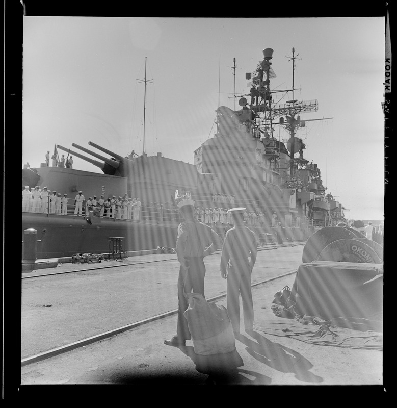 USS Boston returning to the Boston Naval Shipyard after a training cruise off the East Coast