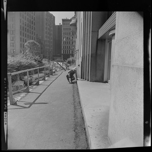 Construction worker outside Suffolk County Courthouse