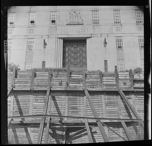 Construction site in front of Suffolk County Courthouse