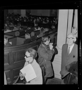 Dr. Benjamin Spock at Arlington Street Church during anti-draft rally