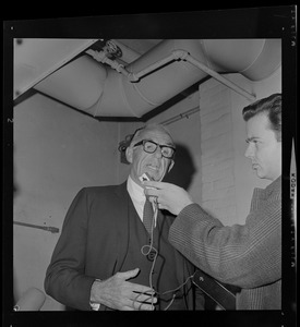 Dr. Benjamin Spock at "Boston Five" press conference at Arlington Street Church