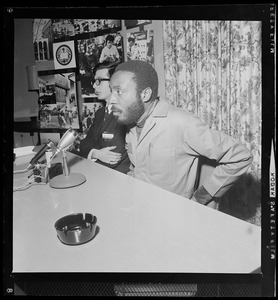 Dick Gregory at press conference at Northeastern University