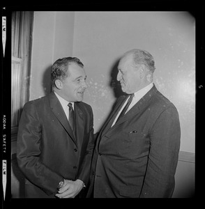 F. Lee Bailey (left) in conference with his client John J. Kelly of Watertown, at Federal Court