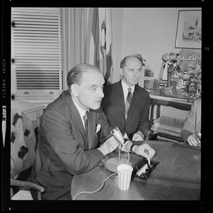 Israel's Ambassador to U.S. Avraham Harman (left) and Consulate Gen. Yohanan Cohen at press conference