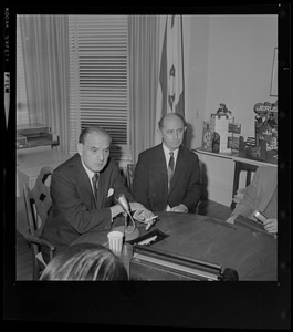 Israel's Ambassador to U.S. Avraham Harman (left) and Consulate Gen. Yohanan Cohen at press conference