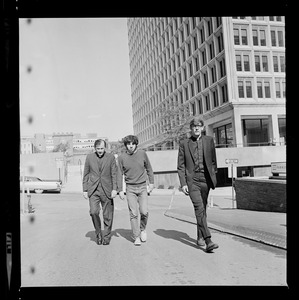 Rev. William Alberts of the Old West Methodist Church on Cambridge St., Boston, Robert Tamkin of Brookline and Rev. Jeffrey McMann of Neo-American Church, after leaving Boston Municipal Court