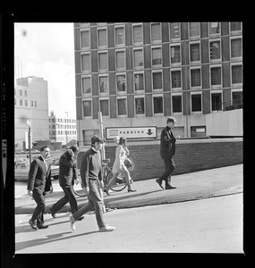 Rev. William Alberts of the Old West Methodist Church on Cambridge St., Boston, Robert Tamkin of Brookline and Rev. Jeffrey McMann of Neo-American Church, after leaving Boston Municipal Court