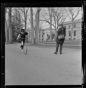 Diana Chapman chasing a hoop in the Wellesley College Hoop Roll