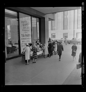 Tea party before dedication of State Street Bank Building