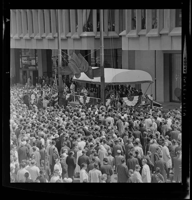 Stage at dedication of State Street Bank Building