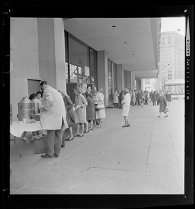 Tea party before dedication of State Street Bank Building