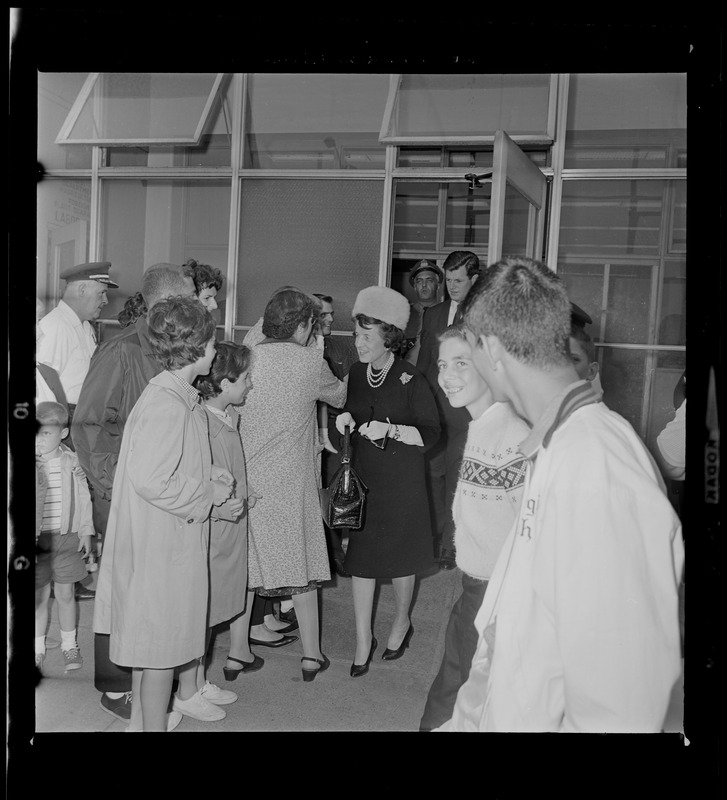 Rose Kennedy and Ted Kennedy at Logan Airport