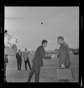Ted Kennedy greeting Henry Cabot Lodge at Logan Airport