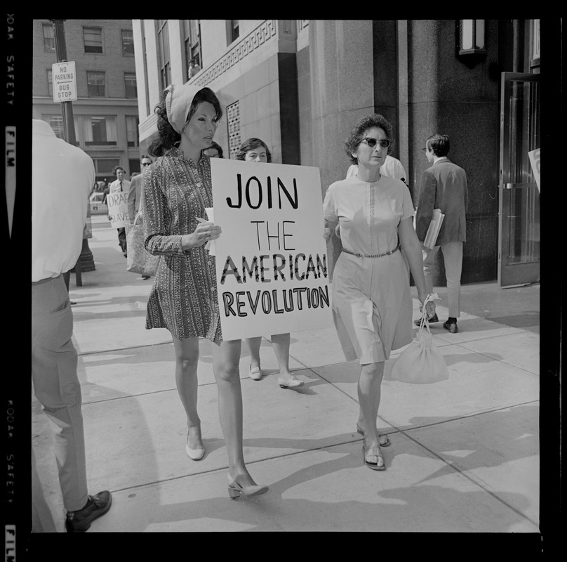 Protesters outside the Federal Building in Boston during sentencing of the "Boston Five"