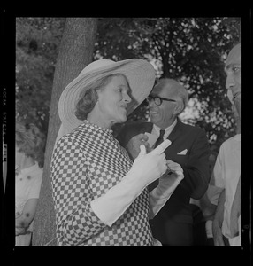 Dr. Benjamin Spock and Mitchell Goodman of the "Boston Five" at anti-draft rally in Boston Common