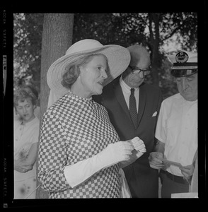Dr. Benjamin Spock and Mitchell Goodman of the "Boston Five" at anti-draft rally in Boston Common