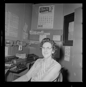 Unidentified woman in Record American office