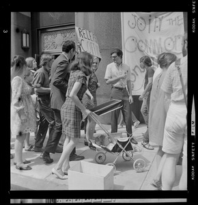 Protesters outside the Federal Building in Boston during sentencing of the "Boston Five"