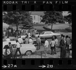 Students outside Brighton High School during demonstration