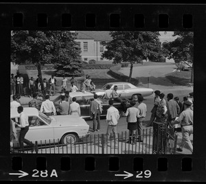 Students outside Brighton High School during demonstration