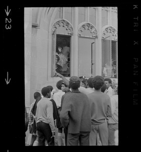 Students outside Brighton High School during demonstration