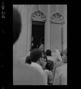 Students outside Brighton High School during demonstration