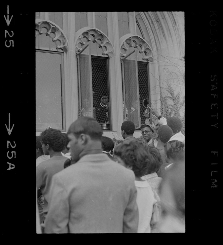 Students outside Brighton High School during demonstration