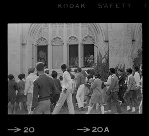 Students outside Brighton High School during demonstration