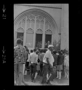 Students outside Brighton High School during demonstration