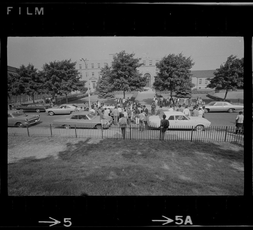 Students outside Brighton High School during demonstration