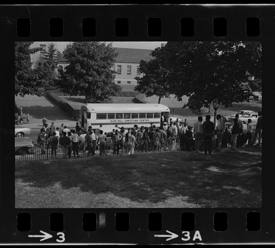 Students outside Brighton High School during demonstration