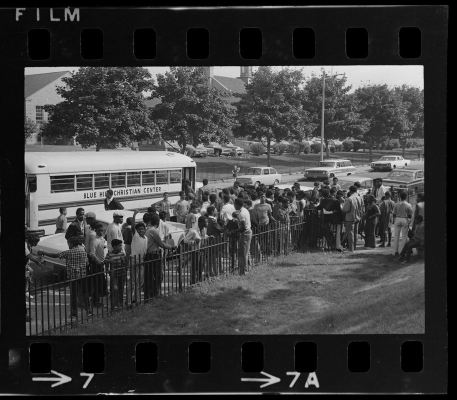 Students outside Brighton High School during demonstration