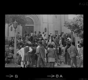 Students outside Brighton High School during demonstration