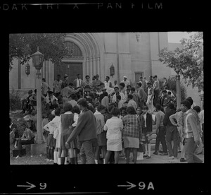 Students outside Brighton High School during demonstration