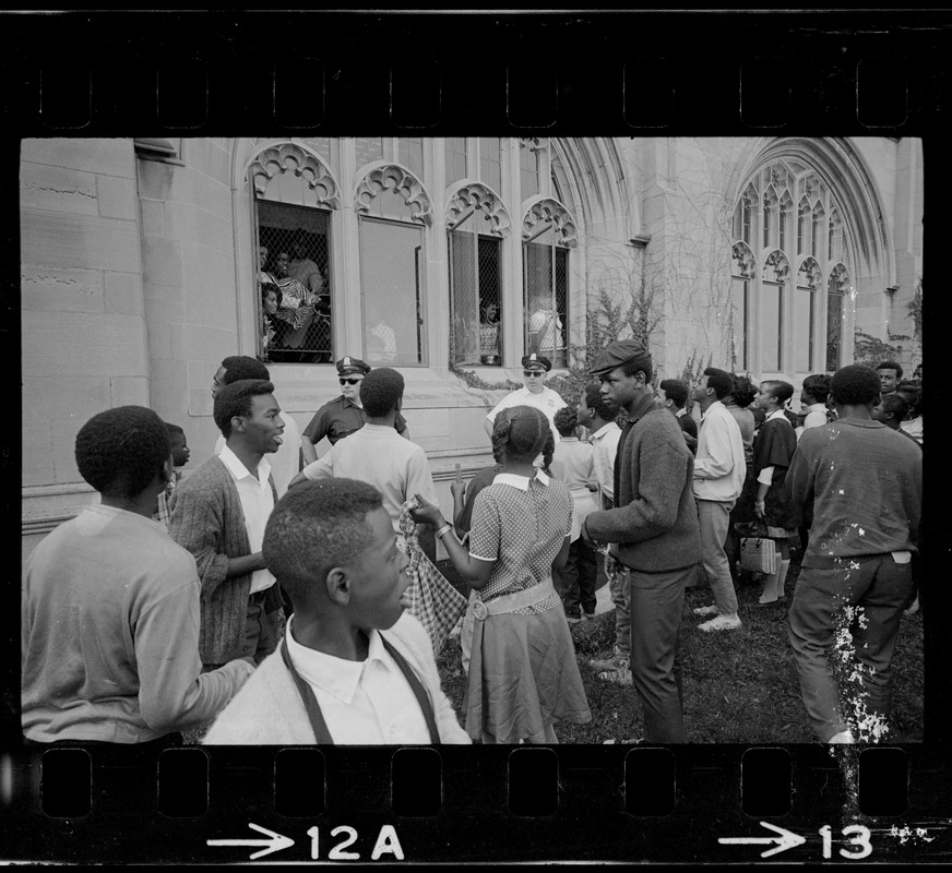 Students outside Brighton High School during demonstration