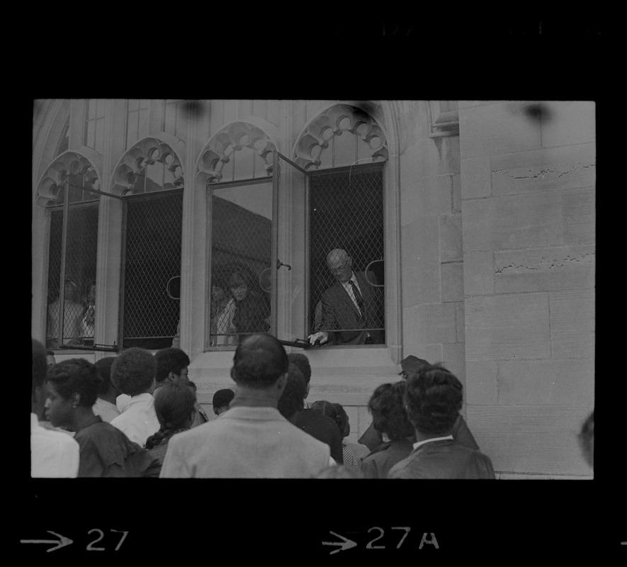 Students outside Brighton High School during demonstration