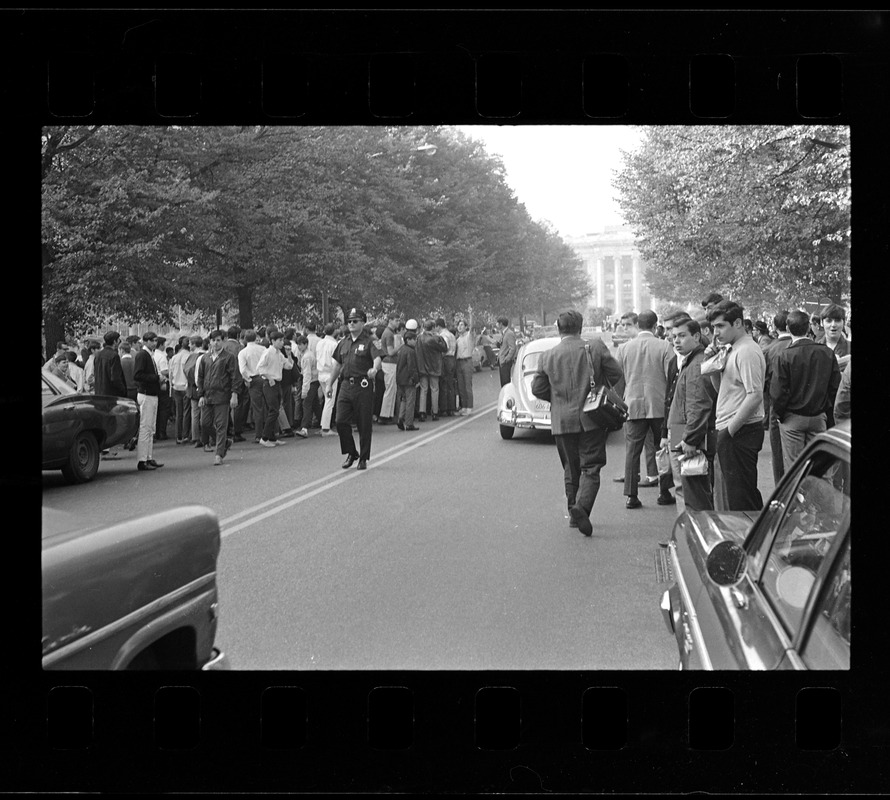 Students outside English High School during demonstration