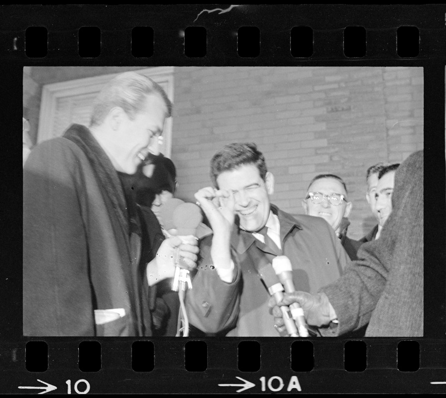 Assistant District Attorney Donald Conn being interviewed after the trial of Albert DeSalvo