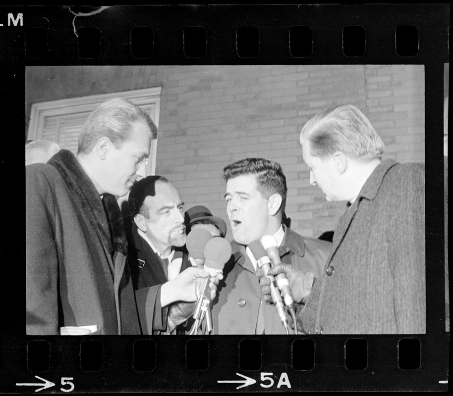 Assistant District Attorney Donald Conn being interviewed after the trial of Albert DeSalvo