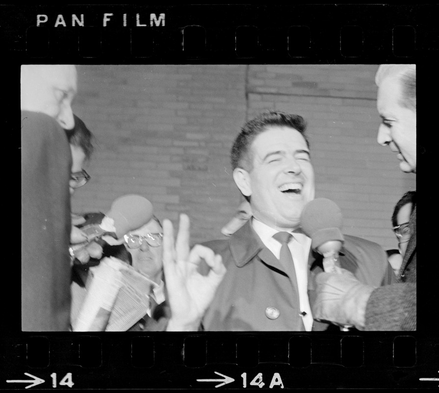 Assistant District Attorney Donald Conn being interviewed after the trial of Albert DeSalvo