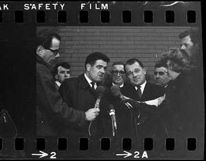 Assistant District Attorney Donald Conn and F. Lee Bailey being interviewed after the trial of Albert DeSalvo