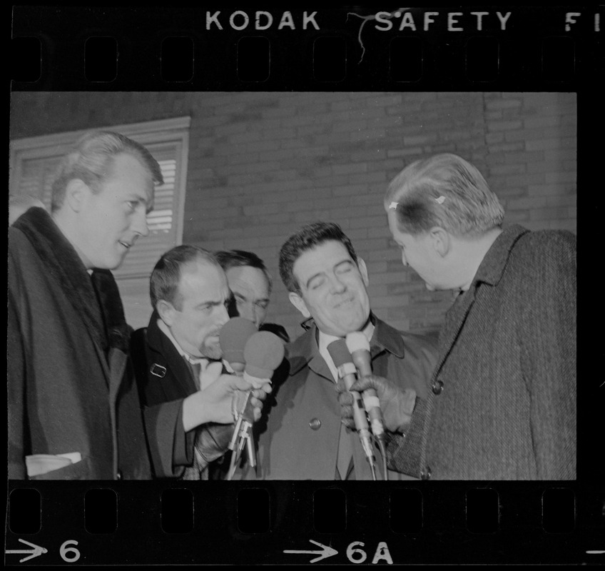 Assistant District Attorney Donald Conn being interviewed after the trial of Albert DeSalvo