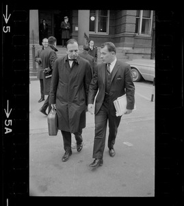 Dr. Robert Mezer and F. Lee Bailey leaving Middlesex Superior Court during the trial of Albert DeSalvo