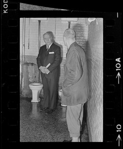 Paul A. Tamburello and unidentified patient during tour of Bridgewater State Hospital