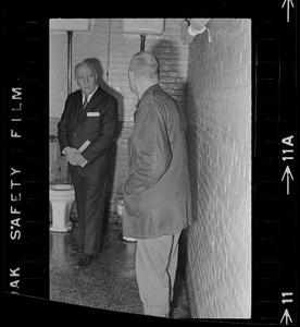 Paul A. Tamburello and unidentified patient during tour of Bridgewater State Hospital