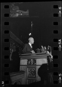 Roy Wilkins scores the Nixon Administration in talk at Old South Church in Boston