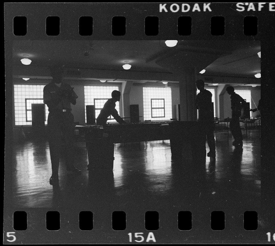 Men playing pool at Portsmouth Naval Prison