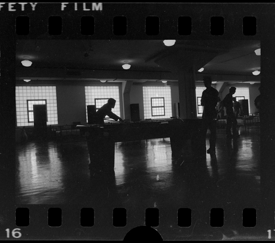 Men playing pool at Portsmouth Naval Prison - Digital Commonwealth